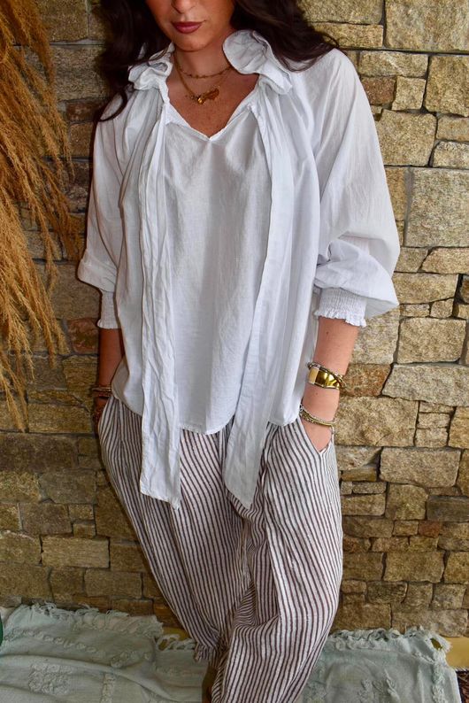 Larc Poet Blouse White